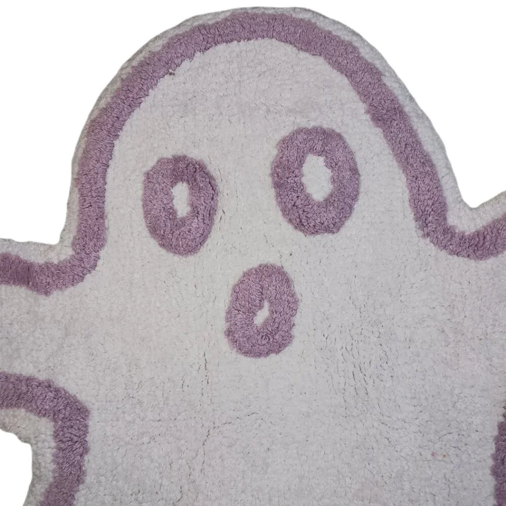 Home Company Ghost Bath Rug 27'' x 32'' White Plush Absorbent Anti Slip